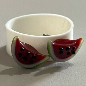 New Glass Watermelon Slice Earrings